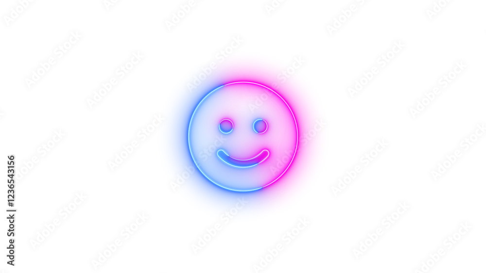 Face smile icon glowing neon blue pink gradient color Face smile icon glowing neon blue pink gradient color