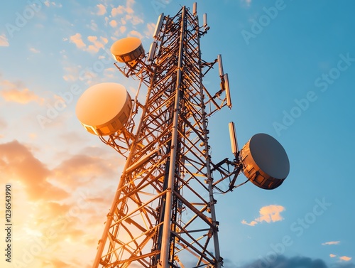 A rugged outdoor data transmission tower surrounded by storm clouds