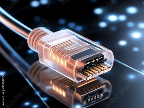 A sleek Ethernet cable coiled neatly on a modern glass desk