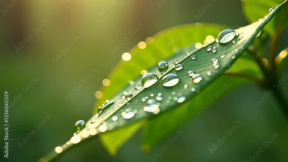 dew drops that stick to the leaves
