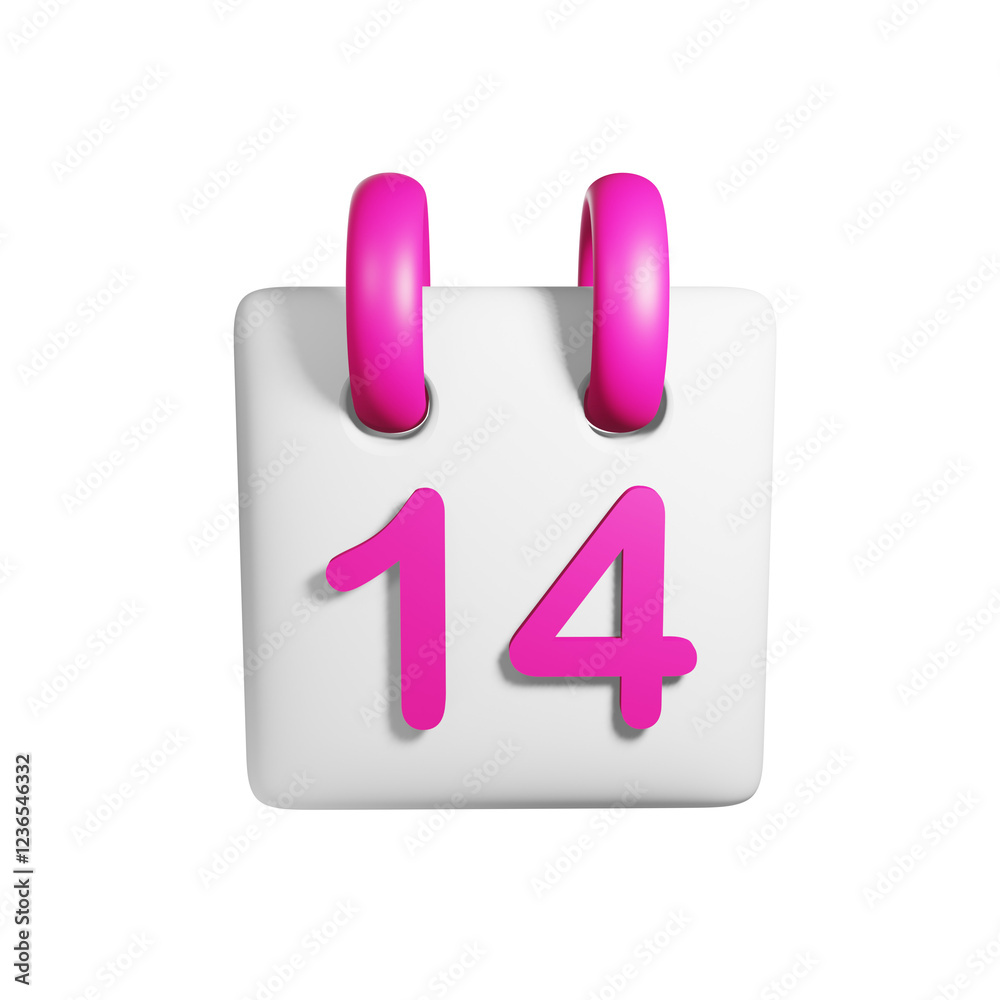 icon calender number 14 white pink object love special valentine day icon calender number 14 white pink object love special valentine day
