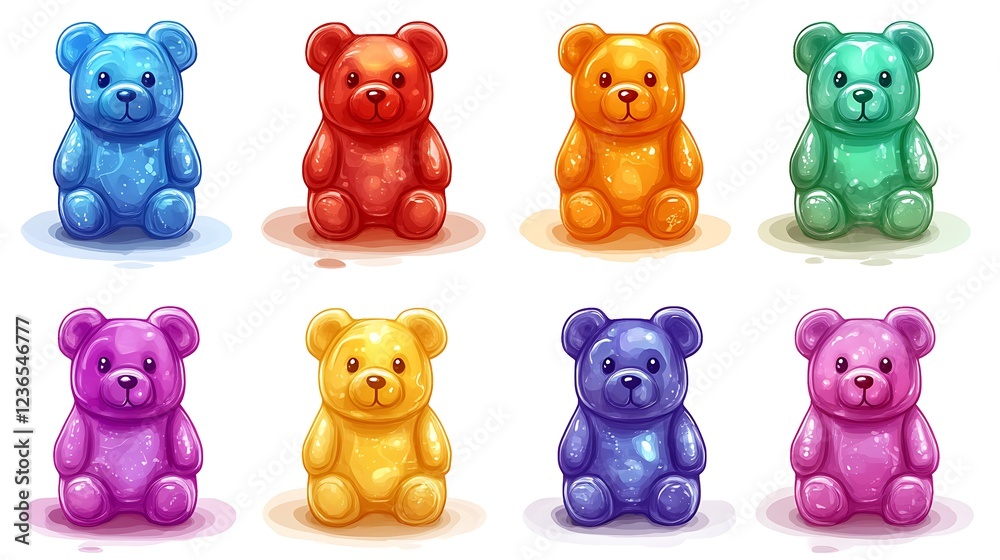 Colorful gummy bears display playful environment digital artwork fun