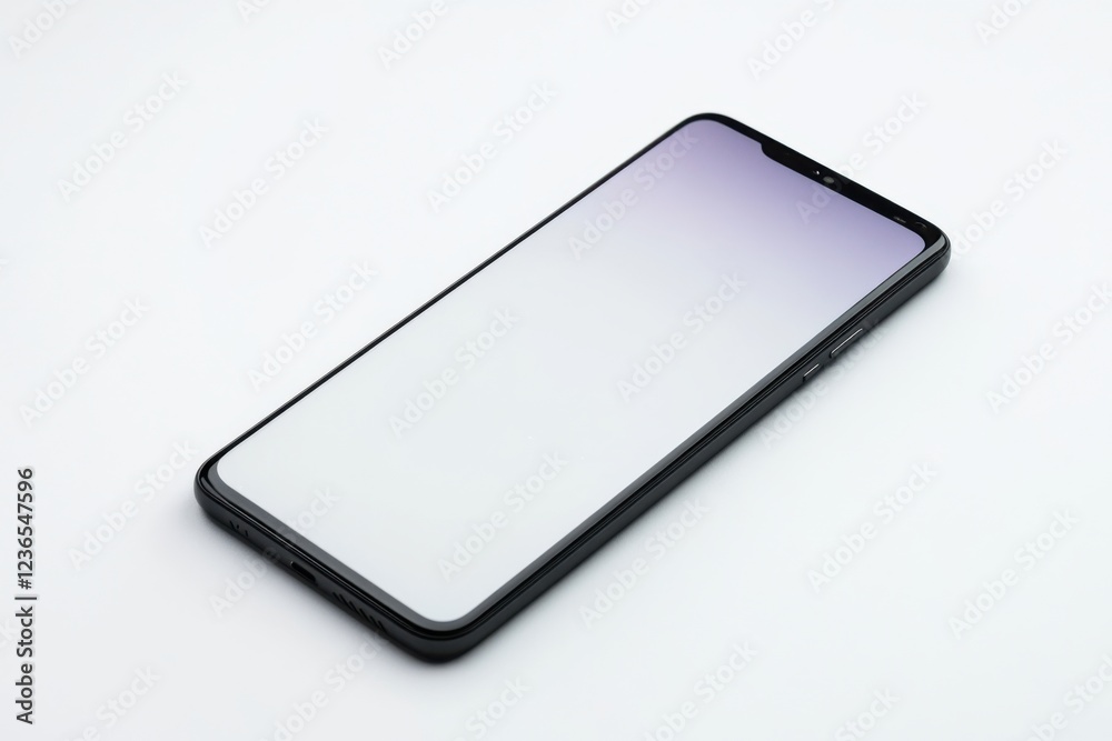 Professional smartphone with a blank white screen, showcasing sleek design and sharp features against a clean white background Professional smartphone with a blank white screen, showcasing sleek design and sharp features against a clean white background