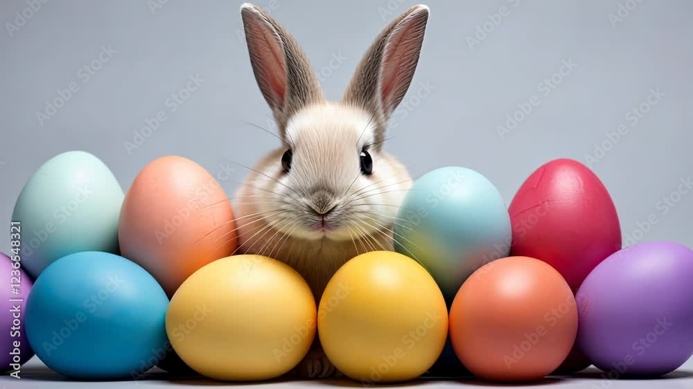White Bunny rabbit in Easter eggs Christian Christianity Holiday Happy Easter decoration jesus White Bunny rabbit in Easter eggs Christian Christianity Holiday Happy Easter decoration jesus