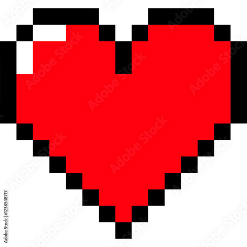 Heart pixel icon. 8 bit video game heart pixel. Valentine elements for decor