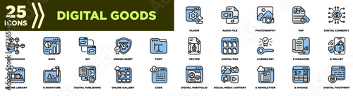 Digital Goods Icon Set Blue White