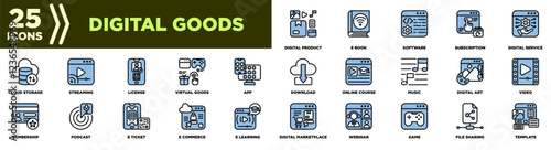 Digital Goods Icon Set Blue White