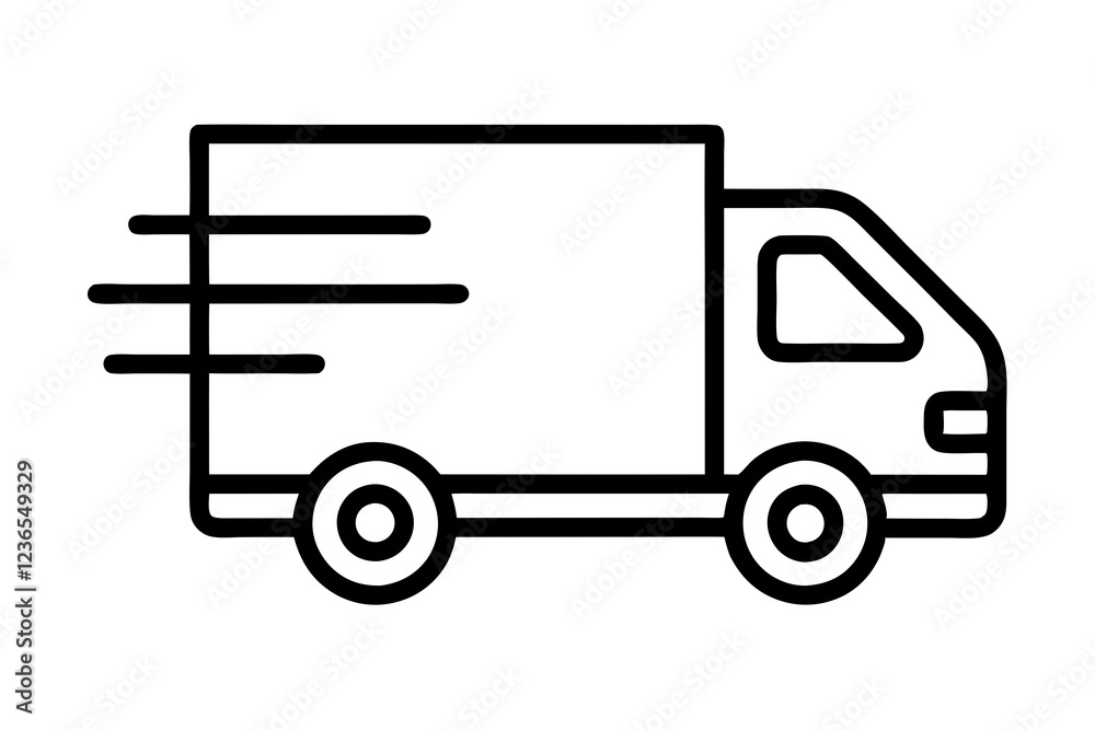 Fast Moving Shipping Delivery Truck - Line Art Vector Illustration Fast Moving Shipping Delivery Truck - Line Art Vector Illustration