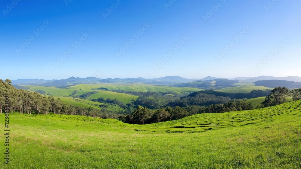 Obraz premium Rolling Green Hills Tea Plantation Landscape