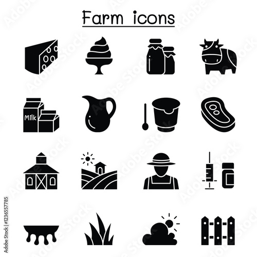 Farm icon set in thin line style