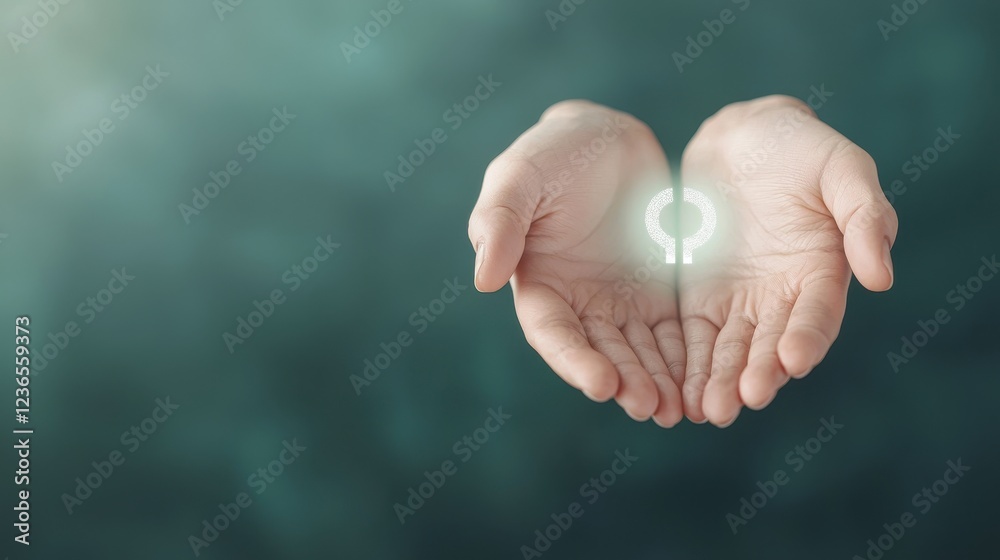 Hands Holding Light Symbol for Digital Innovation Hands Holding Light Symbol for Digital Innovation