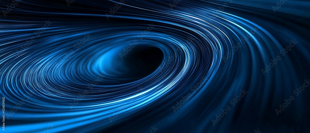 Abstract Blue Swirling Vortex Light Energy Flow
