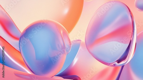 Abstract 3D render with vibrant flowing shapes and smooth glossy texture creating a modern design