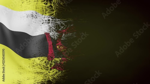 brunei flag animation with fabric formation effect and black and white mask. knitting fabric. threads weaving animation