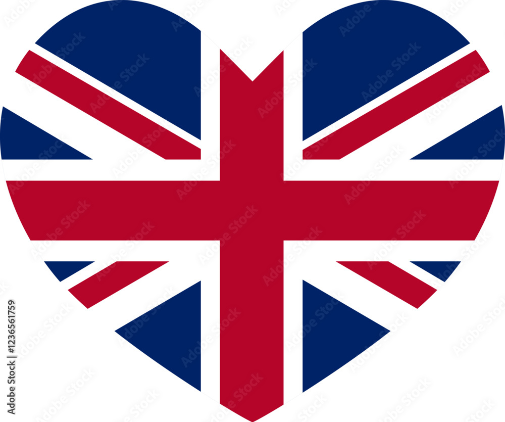 Obraz premium United Kingdom heart shaped icon flag illustrator national