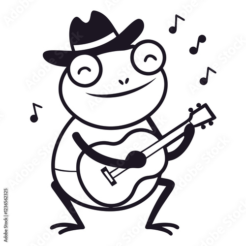 cartoon man playing guitar