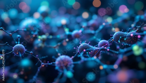 Microscopic Network: A Deep Blue Bio-Art Visualization