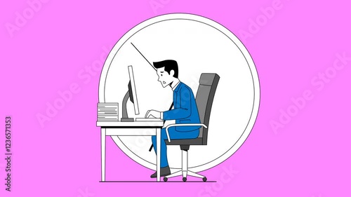 office worker character deadline animation and clock