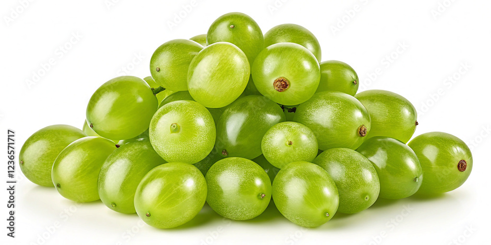 A Fresh Collection of Green Grapes Isolated on a White Background A Fresh Collection of Green Grapes Isolated on a White Background