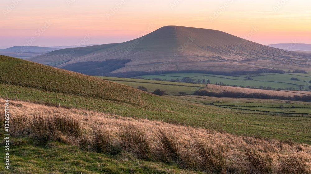Sunset Over Rolling Hills and Gentle Slopes Sunset Over Rolling Hills and Gentle Slopes