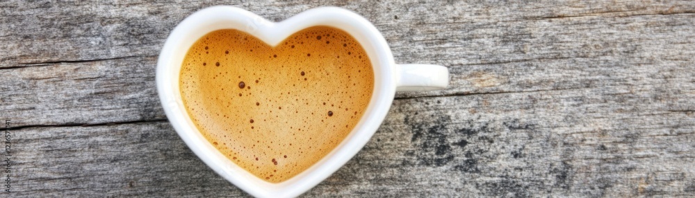 Heart-Shaped Cup with Freshly Brewed Coffee on Rustic Wooden Surface Perfect for Morning Vibes and Cozy Moments Heart-Shaped Cup with Freshly Brewed Coffee on Rustic Wooden Surface Perfect for Morning Vibes and Cozy Moments