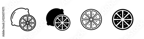 Lemon and Citrus Slice Vector Icon Set
