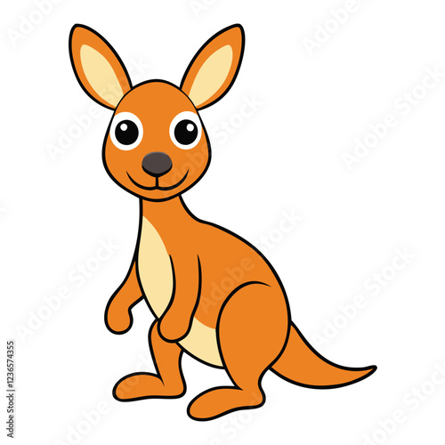 Cute kangaroo funny vector art illustration