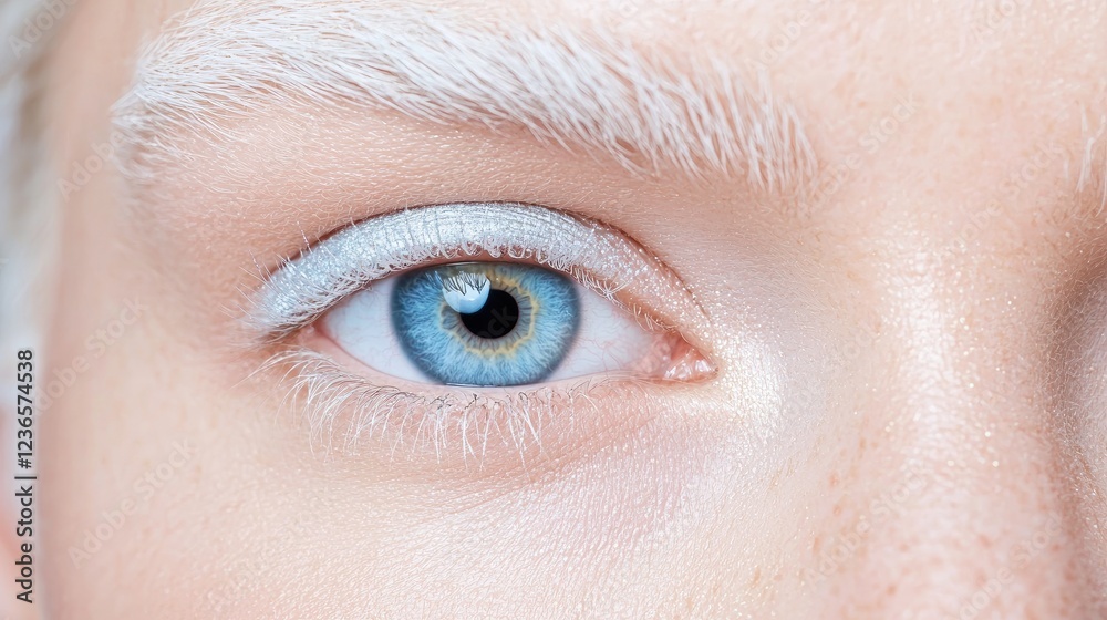 Close-up blue eye, white makeup, beauty shot Close-up blue eye, white makeup, beauty shot