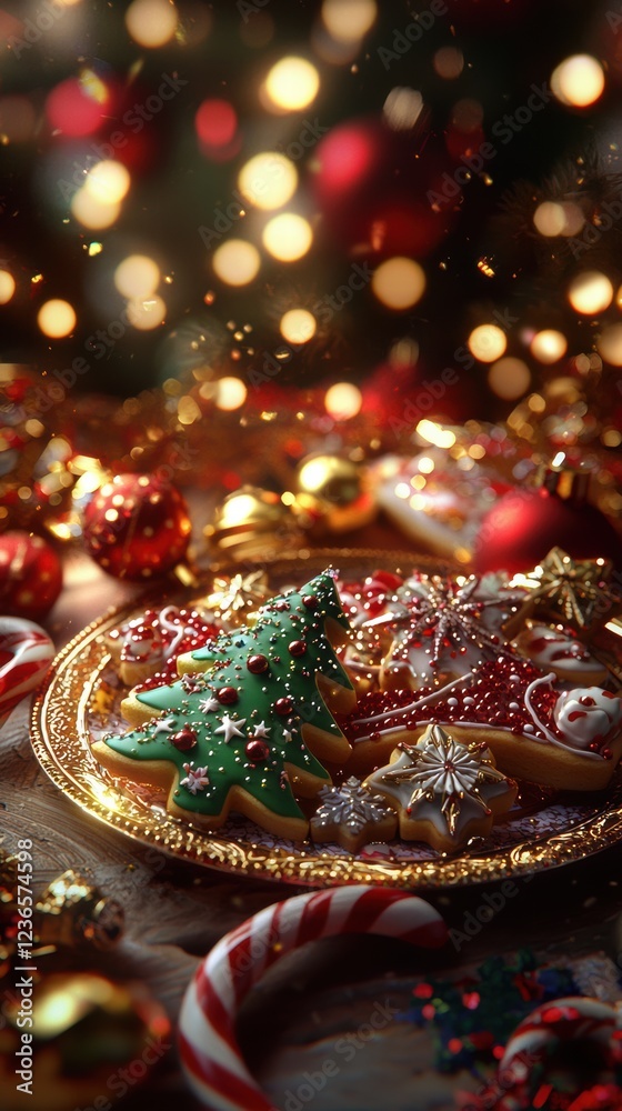 Charming holiday sugar cookies with festive decorations Charming holiday sugar cookies with festive decorations