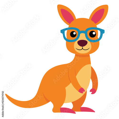 Cute kangaroo funny vector art illustration