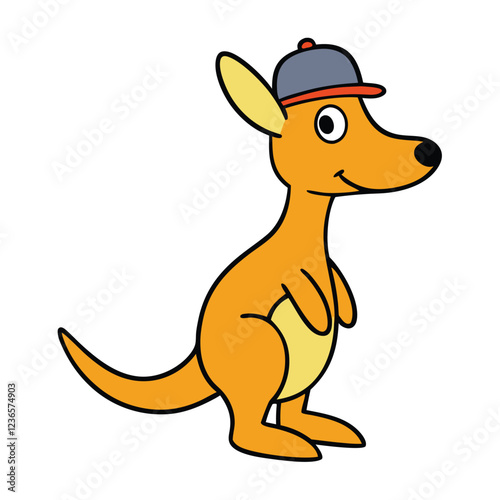 Cute kangaroo funny vector art illustration