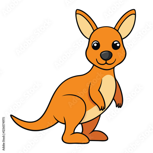 Cute kangaroo funny vector art illustration