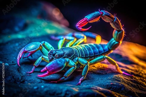 Vintage Photo: Glowing Fluorescent Scorpion in the Dark photo