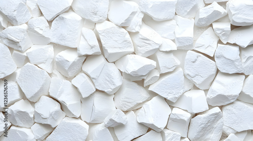 Obraz premium White mineral fragments, textured background, natural stone, industrial use