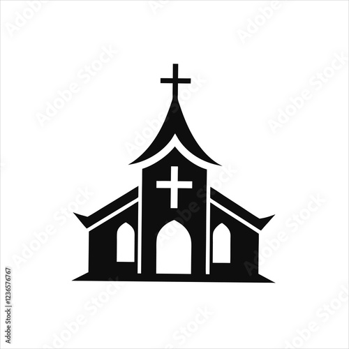 Simple Church Logo Vector Illustration on White Background