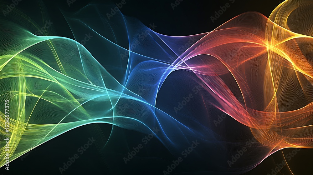 Obraz premium Abstract Colorful Waves Flowing Dark Background