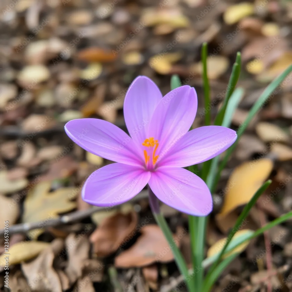 a stunning pink crocus flower in full bloom a stunning pink crocus flower in full bloom