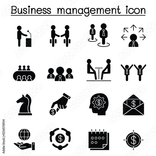 Business management icon set in thin line style