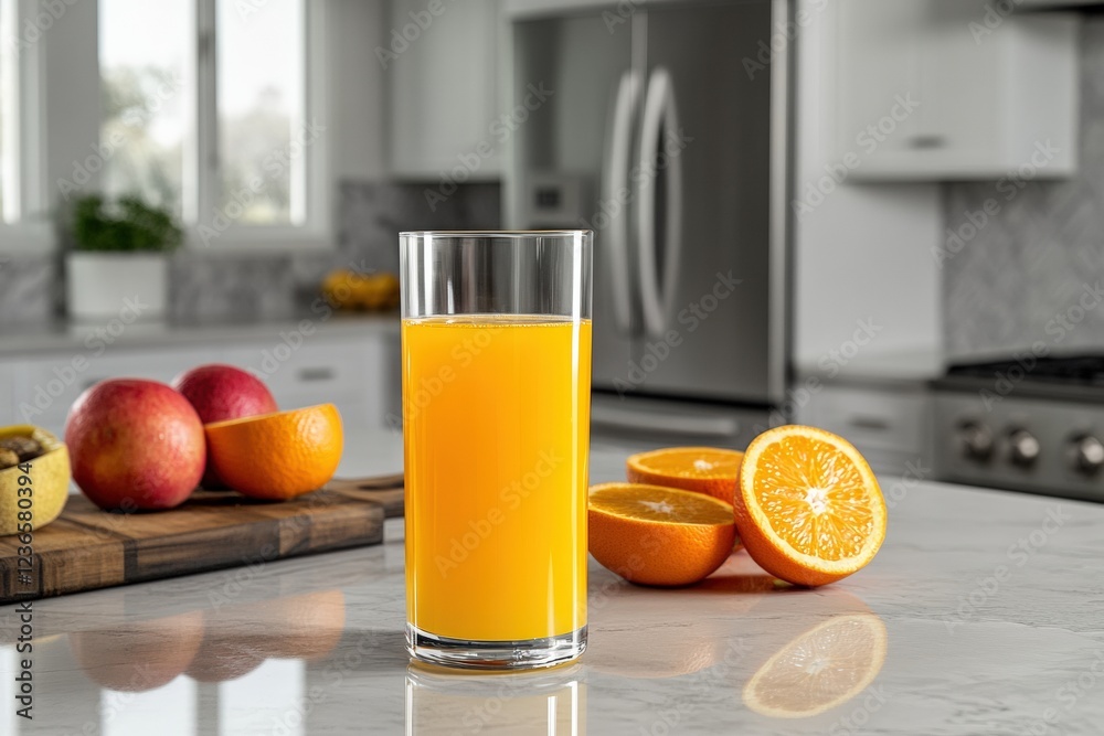 Fresh citrus delight on a sunlit kitchen counter with vibrant fruit display. Generative AI