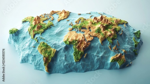 Abstract world map colorful polygonal low poly earth map geography global travel world continents landmass orange red blue yellow textured photo