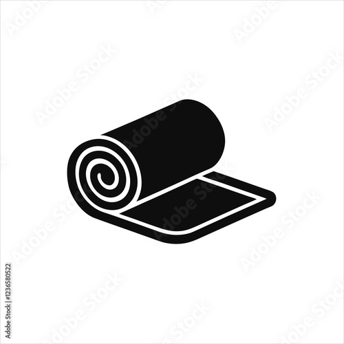 Yoga Mat Icon Rolled Carpet and Exercise Mat Vector Silhouette photo