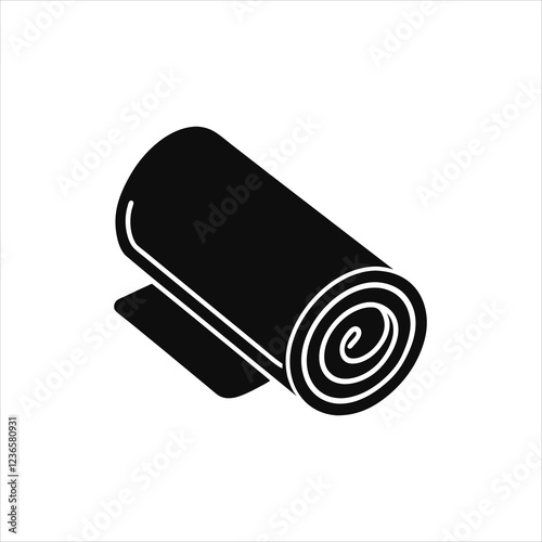 Yoga Mat Silhouette Design Rolled Carpet and Exercise Icon Vector photo