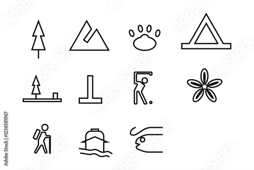 set of icons of camping