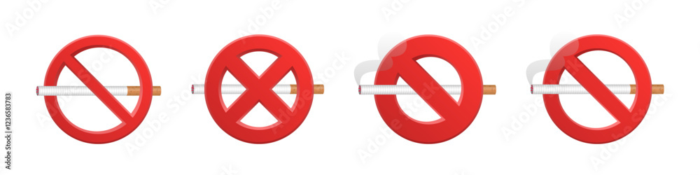 No Smoking Sign Collection for Public Areas Vector Set No Smoking Sign Collection for Public Areas Vector Set