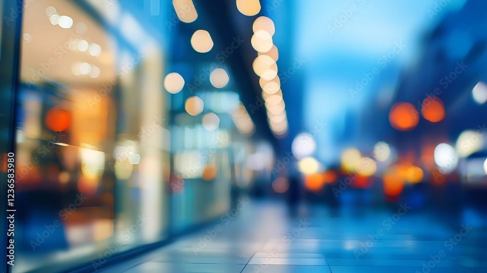 Fototapeta premium Blurred glass facade of a corporate office building in a business district, emphasizing modern architecture.