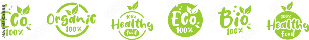 Eco-Friendly and Organic Food Labels Vector Set