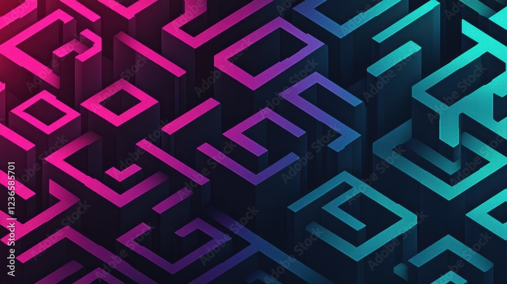 A striking abstract geometric pattern with bold, vibrant colors like purple, pink, and teal, perfect for a contemporary design background A striking abstract geometric pattern with bold, vibrant colors like purple, pink, and teal, perfect for a contemporary design background