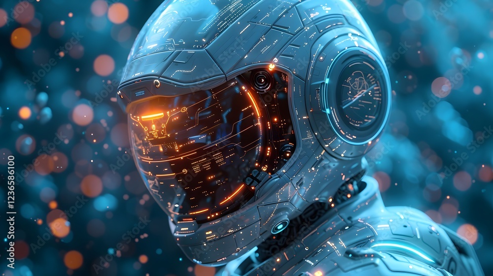 Futuristic Mechanic Robot Blueprint with Intricate Geometric Schematic Futuristic Mechanic Robot Blueprint with Intricate Geometric Schematic