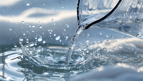 Pouring Water Creates Splashing Water Droplets