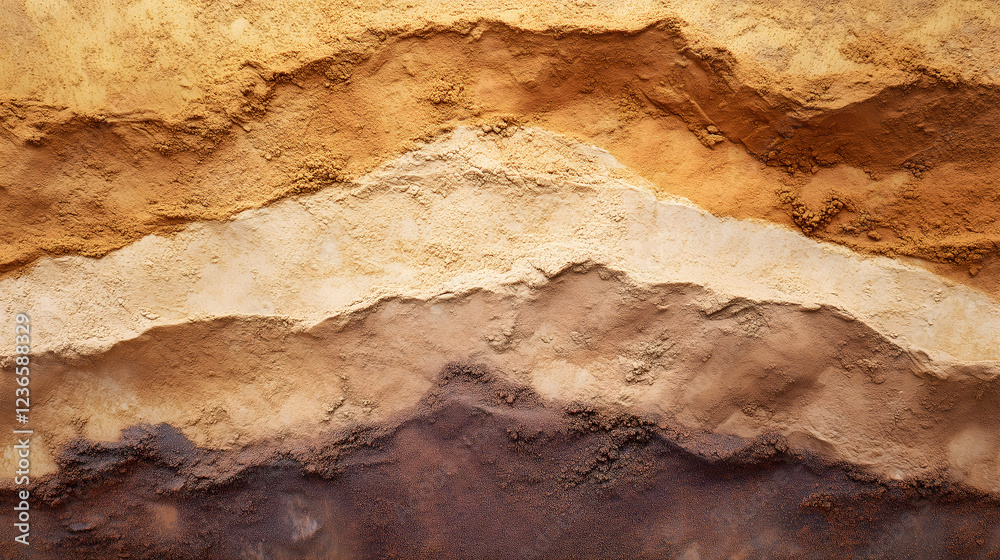 A high-quality, close-up image of textured earth layers, blending warm brown and beige tones